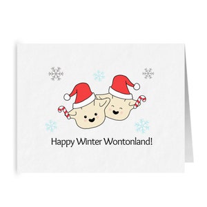 Happy Winter Wontonland | Cute Punny Dim Sum Christmas Card | Dim Sum Pun Holiday Card | Cute Wonton Pun Holiday Gift | Punny Christmas Gift