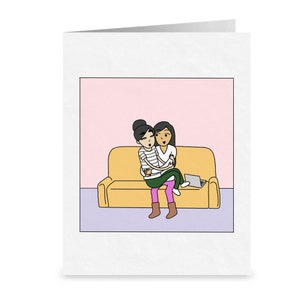 Tu es mon endroit préféré sur le canapé | Carte lesbienne romantique | Cadeau d’anniversaire LGBTQ mignon | Sapphic WLW Saint-Valentin | Câlins
