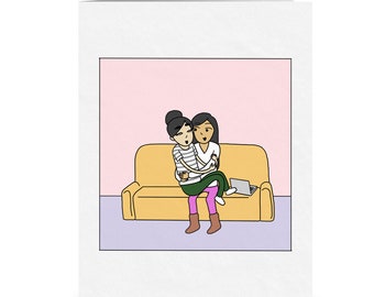 Tu es mon endroit préféré sur le canapé | Carte lesbienne romantique | Cadeau d’anniversaire LGBTQ mignon | Sapphic WLW Saint-Valentin | Câlins