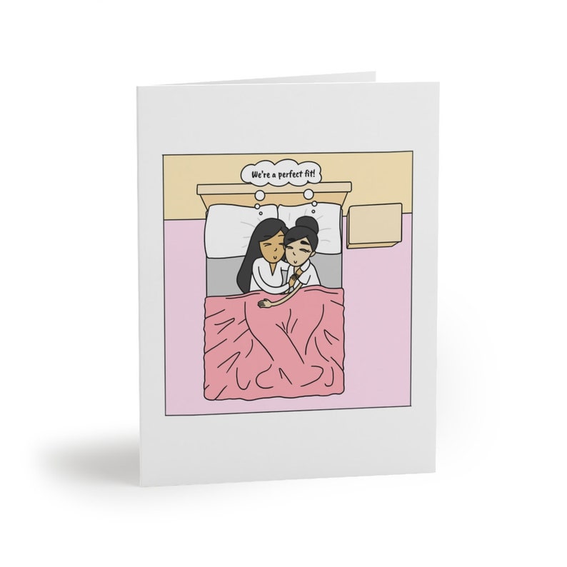 We're a Perfect Fit | Meant to Be Lesbian Anniversary or Valentine's Day Card | Sapphic WLW Relationship | Romantic LGBTQ Gifts & Cards image 2