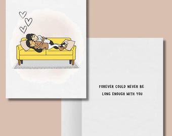 Forever Could Never Be Long Enough With You Romantic Lesbian Greeting Card, LGBTQ Anniversary Gifts, WLW Sapphic Comics, Gay Lesbian Couple