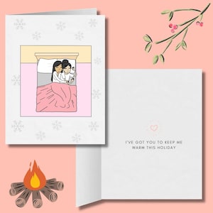 Je t’ai pour me garder au chaud ce | de vacances Carte de Noël lesbienne romantique | Cadeaux de Noël LGBT mignons | Carte de vœux d’hiver WLW Sweet Cuddling