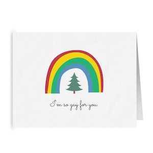 Je suis tellement gay pour vous | Carte de Noël Punny LGBTQ | Cartes de vœux lesbiennes de vacances | Carte de voeux des Fêtes LGBTQ | Carte de Noël de l’arc-en-ciel mignon