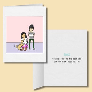 Mejor tarjeta de felicitación de mamá de perro / tarjeta de padre de perro lesbiana / regalos lindos del día de la madre LGBTQ / relación sáfica / bebé de piel WLW / cachorro marrón