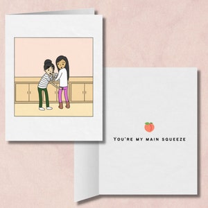 You're My Main Squeeze | Funny Punny Lesbian Card | Cute LGBTQ Valentine's Day or Anniversary Gift | WLW Humor | Sapphic Love Greeting Card