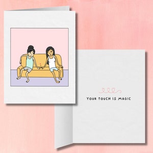 Deine Berührung ist magisch | Süße romantische lesbische Valentinstags- oder Jahrestagskarte | Nettes LGBTQ Geschenk | Sapphic TLW Liebes-Beziehungs-Grußkarte