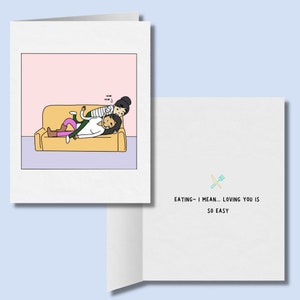 C'est si facile de manger, je veux dire, de t'aimer | Lesbienne romantique drôle | Joli cadeau d'anniversaire LGBTQ ou de Saint-Valentin | Humour gay saphique WLW