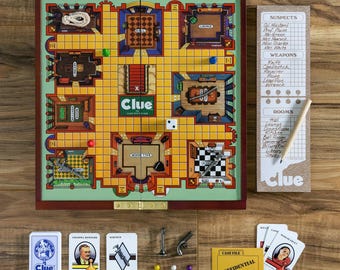 Clue Wood Vintage Deluxe Board Game - Compact Travel Size
