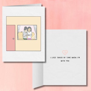 Je perds la notion du temps quand je suis avec toi | Carte d’anniversaire lesbienne romantique | Cadeaux LGBTQ mignons | Salutation de relation WLW saphique douce