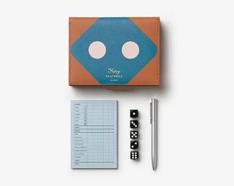 Yatzy, Leather Dice Game Set, Modern Coffee Table Dice Game