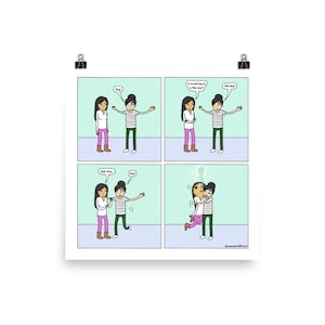 Chia Umarmung | Süße lesbische Beziehung | Jahrestagsgeschenke | Lesben LGBTQ Comic-Druck (10 &quot;x 10&quot;) | Volle Farbe | Sesam aber anders