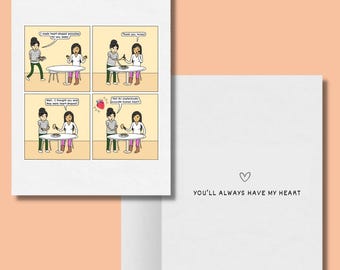 You'll Always Have My Heart Romantic Lesbian Card | Cute Lesbian Anniversary Gifts | LGBTQ Greeting Card & Gifts, Gay WLW Sapphic Comic Card