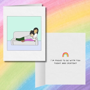 Ik ben er trots op om vandaag en elke dag bij je te zijn | Romantische Lesbische Gay Pride Regenboogkaart | Leuke LGBTQ-geschenken | Sapphic Groet | WLW-relatie