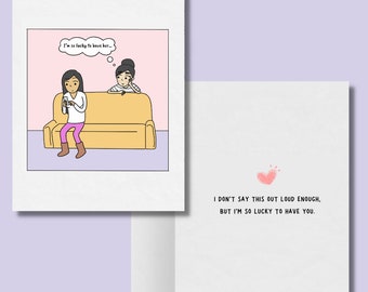 I'm So Lucky to Have You, Romantic Lesbian Card, Cute LGBT Holiday Gifts, WLW Sapphic Xmas Anniversary Birthday Card, Gay Lesbian Couple