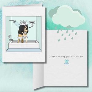 J'aime te doucher de mon amour | Lesbienne romantique pour toute occasion ou carte de Saint-Valentin | Joli cadeau d'anniversaire LGBTQ | Amour saphique WLW