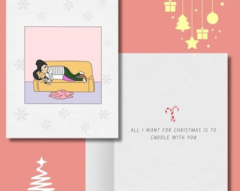 All I Want for Christmas is to Cuddle With You | Romantic Lesbian Christmas Card | Cute Lesbian Holiday Gifts & Greeting Card