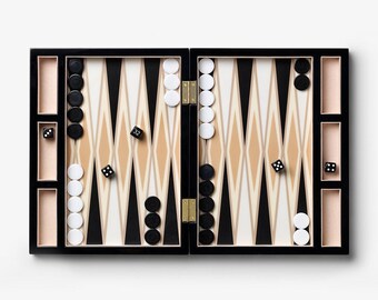 Luxury Lacquered Backgammon, Black, Modern Coffee Table Games
