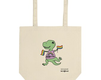 Punny LGBT-Rex Dinosaur Eco-friendly Cotton Tote Bag | Gay Pride | LGBTQ