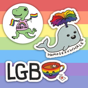 Punny LGBTQ Pride Vinyl Sticker Pack of 3 | Gay Lesbian Pride | Laptop Stickers