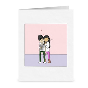 | de la Journée des cœurs heureux Carte de Saint-Valentin lesbienne romantique | Mignon CADEAU LGBTQ V-Day ou anniversaire | Carte de vœux sentimentale Sapphic WLW