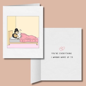 Eres todo lo que quiero despertar con una linda y conmovedora tarjeta de felicitación lesbiana, dulce y romántico aniversario LGBT, tarjetas de amor femeninas sáficas WLW
