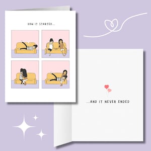 Carte lesbienne romantique comment tout a commencé, jolis cadeaux LGBTQ, carte de voeux d'anniversaire saphique WLW pour la Saint-Valentin, couple gay de lesbiennes