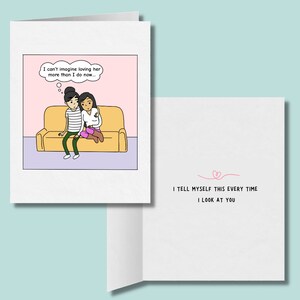 Me digo esto cada vez que te miro, linda tarjeta de felicitación lesbiana, regalos de aniversario LGBT, tarjeta femenina sáfica WLW, pareja de lesbianas gay