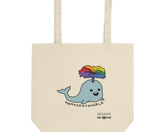 Punny LGBT Homosexu-Whale Eco-friendly Cotton Tote Bag / Gay Pride / LGBTQ