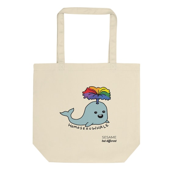 Punny LGBT Homosexu-Whale Eco-friendly Cotton Tote Bag Gay Pride LGBTQ