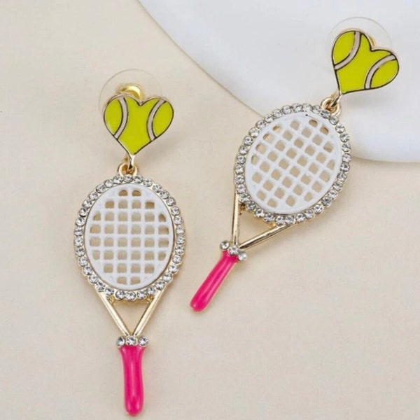 Tennis earrings, tennis jewelry, tennis addict, tennis for women, tennis gift, mothers day tennis, tennis cute