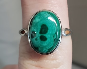 Womens High Quality Malachite Adjustable Ring