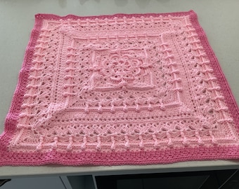 Manta de bebé tejida a crochet hecha a mano, regalo para baby shower