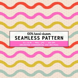 Patrón de rayas onduladas dibujadas a mano sin costuras, papel digital con líneas garabateadas retro, fondo de ondas abstractas bohemias, diseño de superficie estilo mediados de siglo