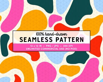 Shapes Abstract Seamless Pattern, Terrazzo Pattern, Shapes Digital Pattern, Colorful Abstract Pattern, Fun Pattern for Kids, Organic Shapes