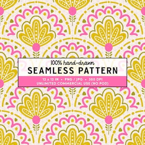 Skandinavische Volkskunst Florales nahtloses Muster, nordische botanische Wiederholung, modernes Blockdruck-Jakobenmuster, handgezeichnetes nahtloses Muster