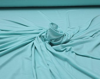 Rayon Stretch Jersey Knit Fabric Beautiful Aqua Mint Blue solid color summer dress weight by the yard