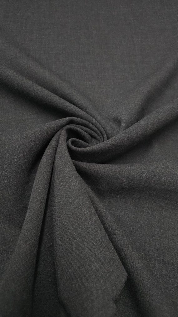 Wool poly nylon Elastano Stretch twill fabric made in italy highend fabric 46"  Heavy 354GM2  by the yard Charcoal