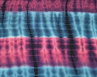 Tie-Dye Rayon Spandex Print Jersey Knit Fabric Beautiful Vertical Teal Magenta