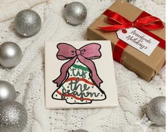 Posavasos de cerámica pintados a mano con forma de árbol: decoración única para el hogar y la cocina