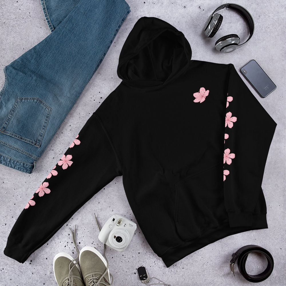 Japanese Cherry Blossoms Print Contrast Patchwork Drawstring Hoodies Winter  Search SKUK41093 in our biolink to shop the item #newchic #