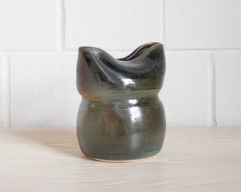 Black + Green Ceramic Folded Vessel