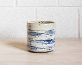 White + Blue Ceramic Vessel