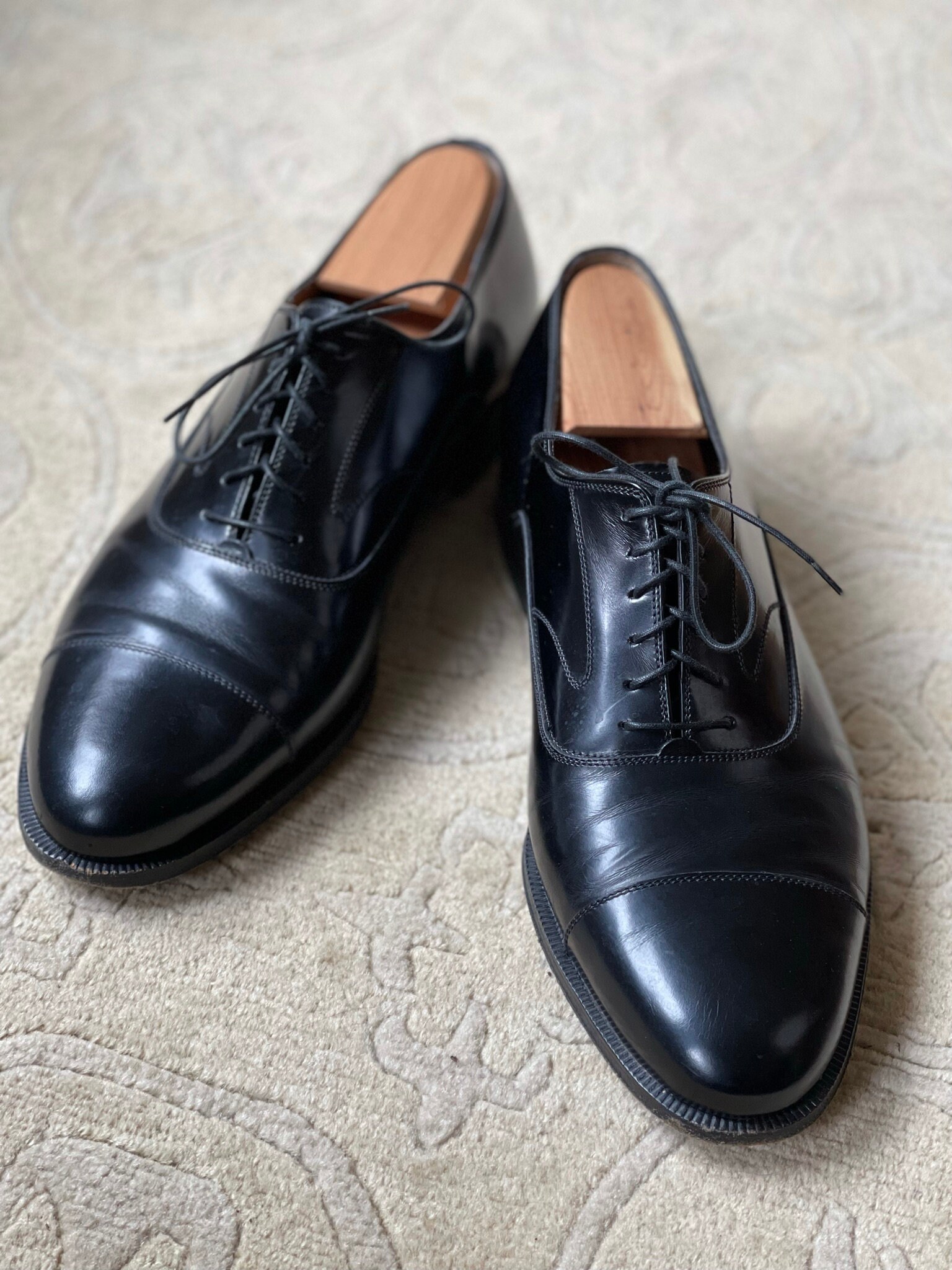 Vintage Salvatore Ferragamo Italy Men 9.5 Black Leather Dress Shoes Derby Oxford Salvatore Ferragamo Vintage Salvatore Ferragamo Italy Men  main image 2