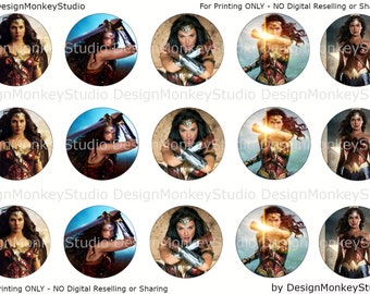 Wonderwoman Gal Gadot- INSTANT DOWNLOAD 1" Bottle Cap Images 4x6
