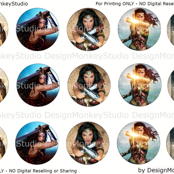 Wonderwoman Gal Gadot- INSTANT DOWNLOAD 1" Bottle Cap Images 4x6