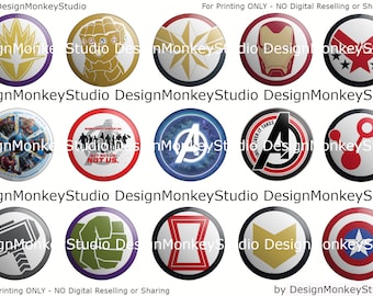 Avengers Logos - INSTANT DOWNLOAD 1" Bottle Cap Images 4x6