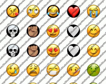 Emoji Icons INSTANT DOWNLOAD 1" Circle image on 8.5x11 sheet