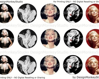 Marilyn Monroe- INSTANT DOWNLOAD 1" Bottle Cap Images 4x6