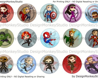 Avengers- INSTANT DOWNLOAD 1" Bottle Cap Images 4x6