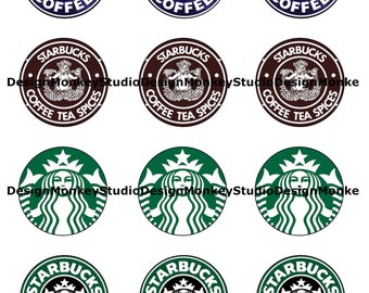 Starbucks Coffee- INSTANT DOWNLOAD 2 inchcircle Images on 8.5 x 11